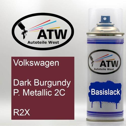 Volkswagen, Dark Burgundy P. Metallic 2C, R2X: 400ml Sprühdose, von ATW Autoteile West.